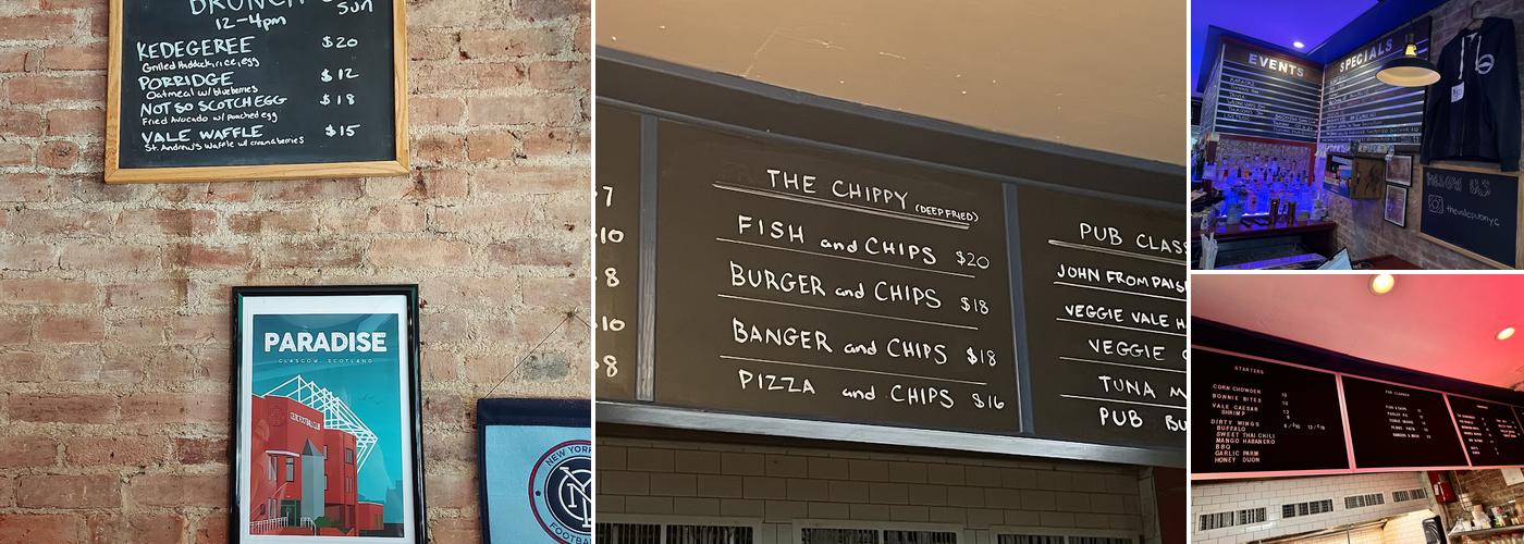 The Vale Public House NYC Menu