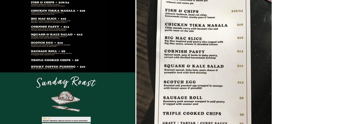 MOK - Man of Kent Menu