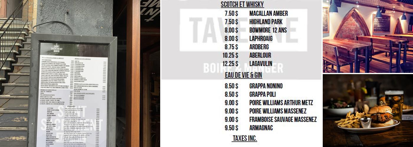 Taverne Saint-Sacrement Menu