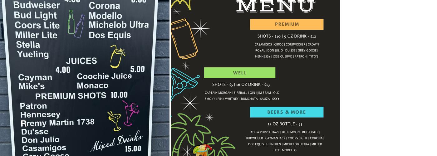 Woo’s Daiquiri Menu