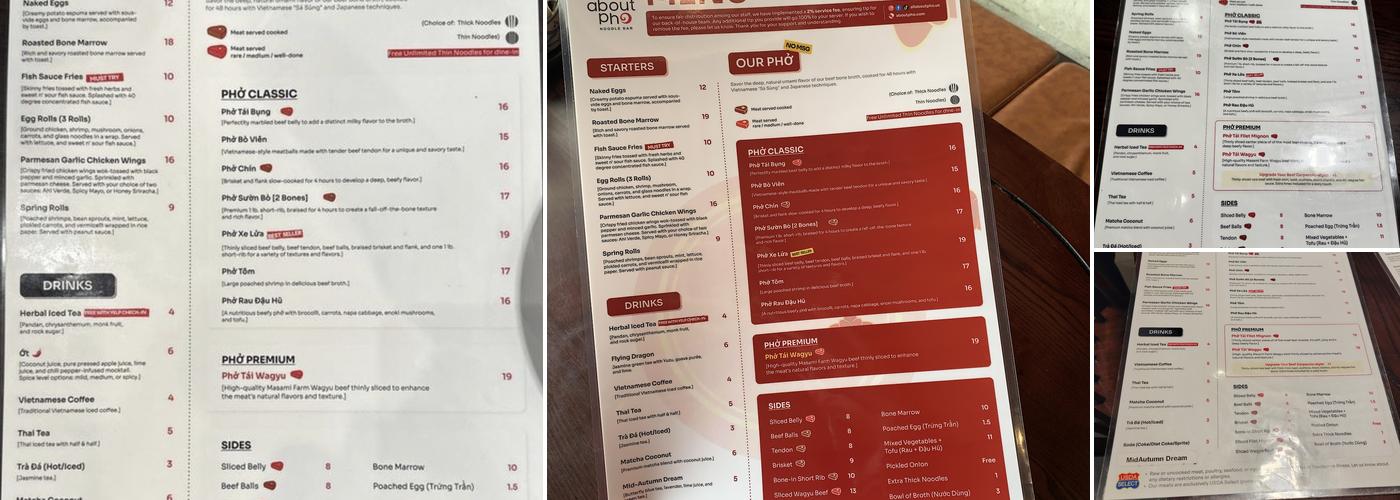 All About Pho - Cerritos Menu