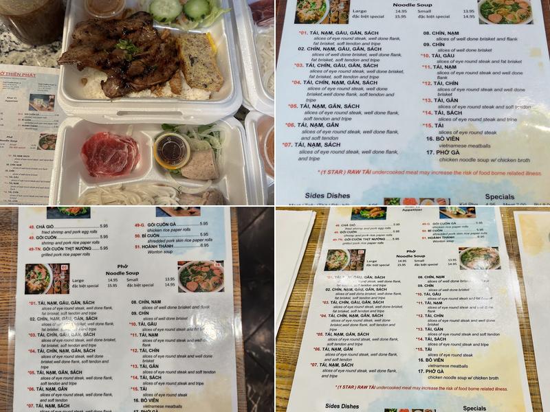 Pho Thien Phat Vietnamese Noodle House Menu