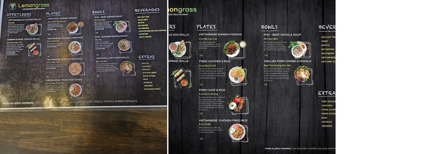 Lemongrass Menu