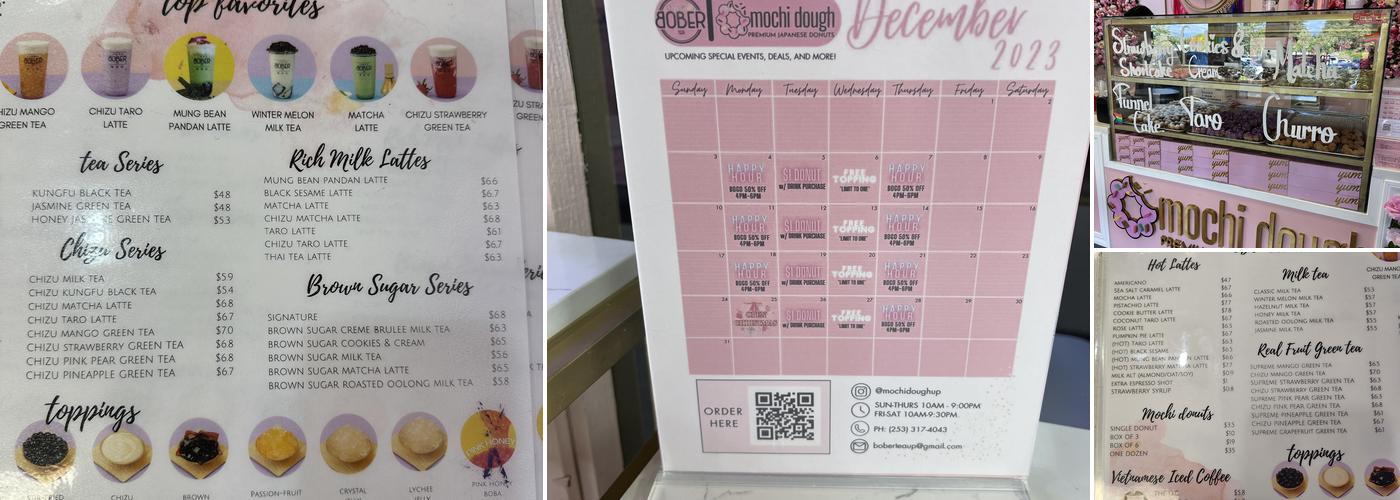 Bober Tea & Mochi Dough Menu