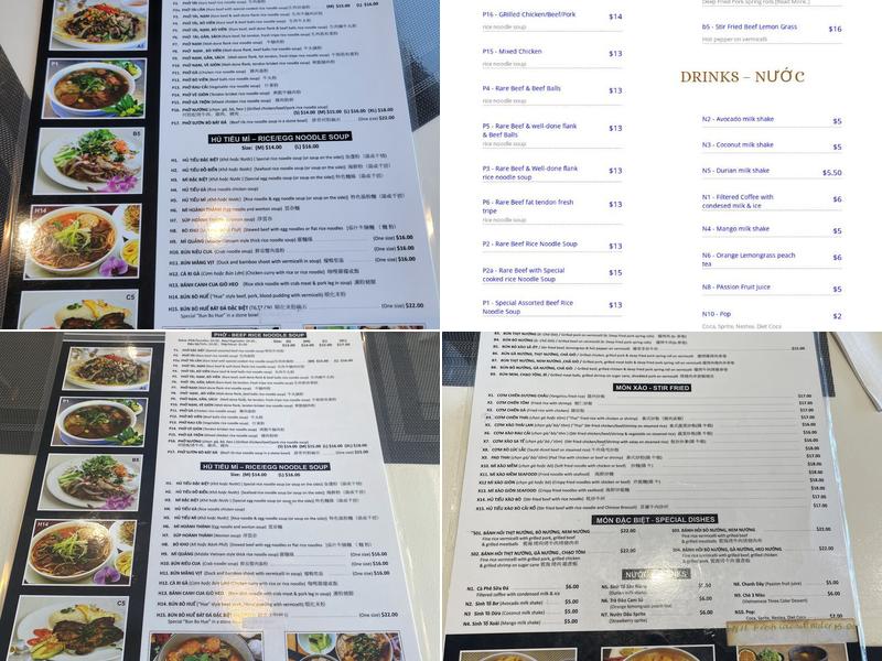 Pho Hung Phat H&P Menu