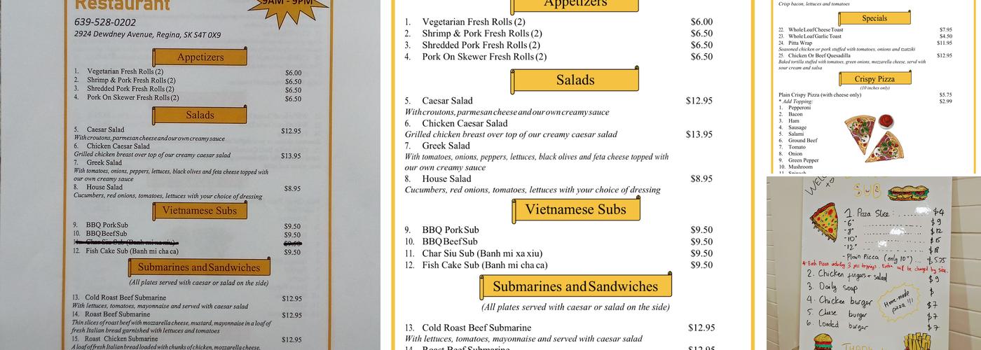 M & K Vietnamese Restaurant (Previous Dewdney Sub) Menu