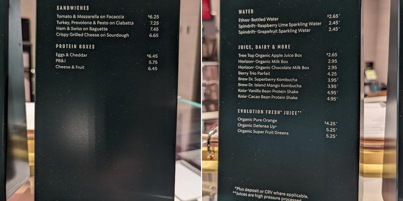Starbucks Menu