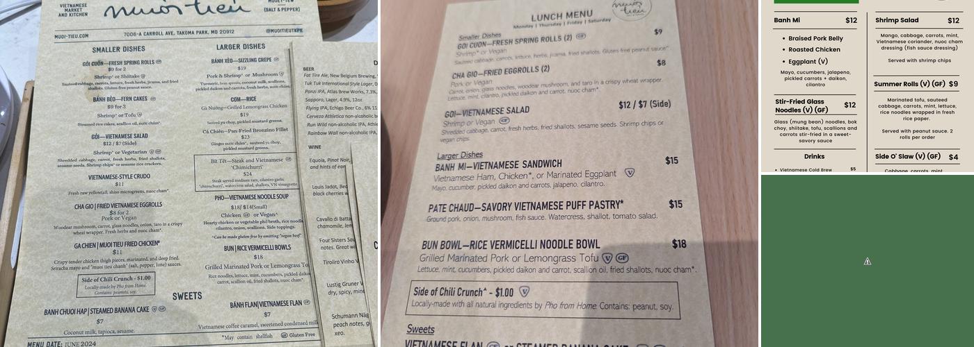 Muoi Tieu Menu