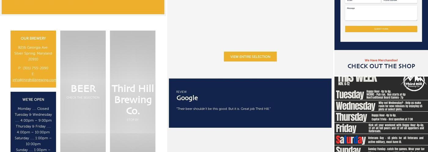 Third Hill Brewing Co Menu