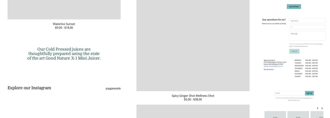 Agave Juicing Co. Menu