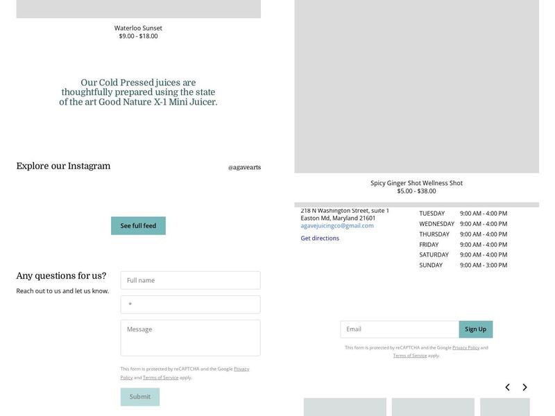 Agave Juicing Co. Menu