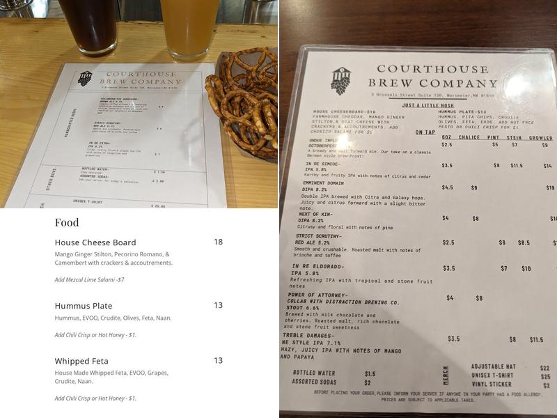 Courthouse Brew Co Menu
