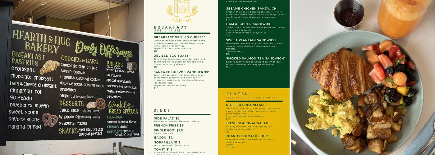 Hearth & Hug Bakery Menu