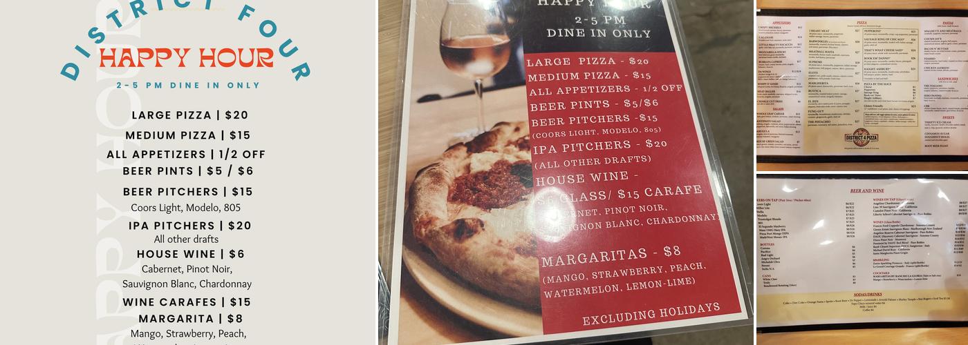 District 4 Pizza Menu