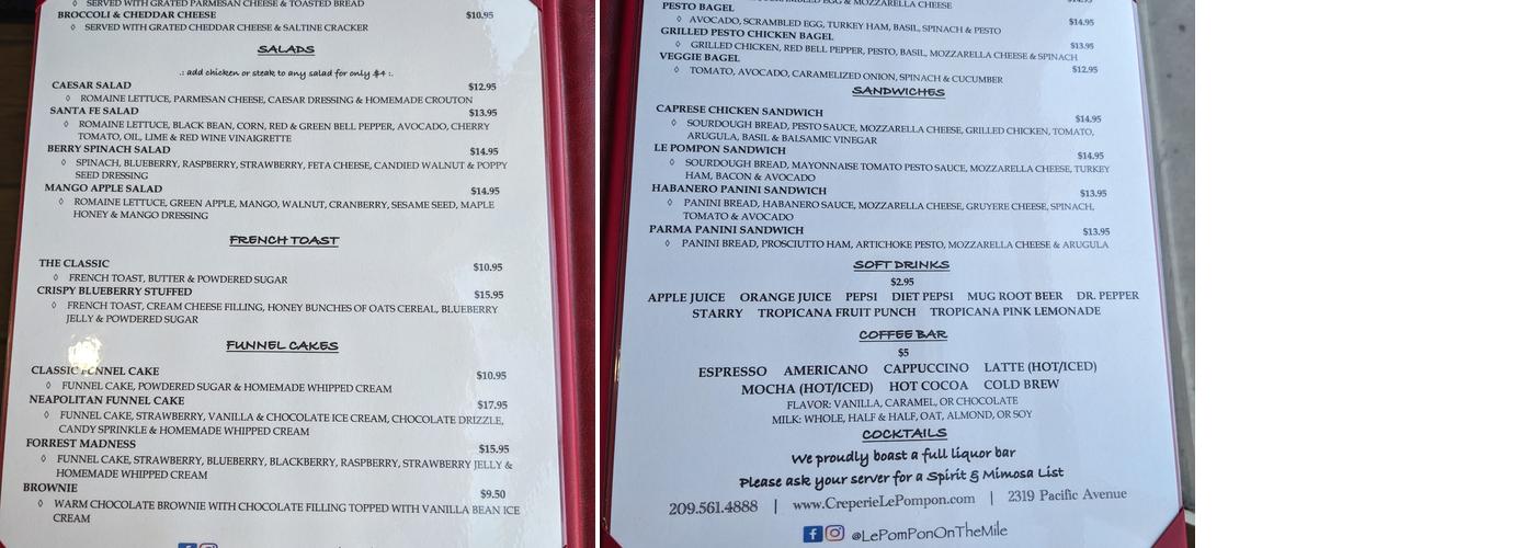 Creperie Le Pompon Menu