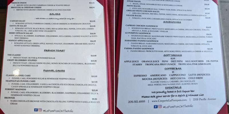 Creperie Le Pompon Menu