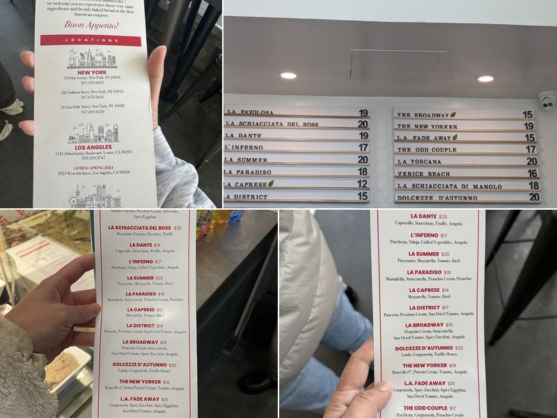 All'Antico Vinaio Menu