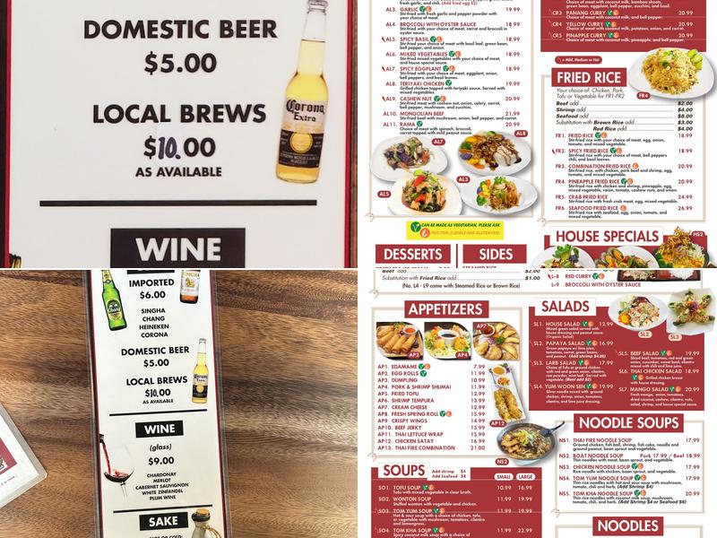 Thai Fire Menu