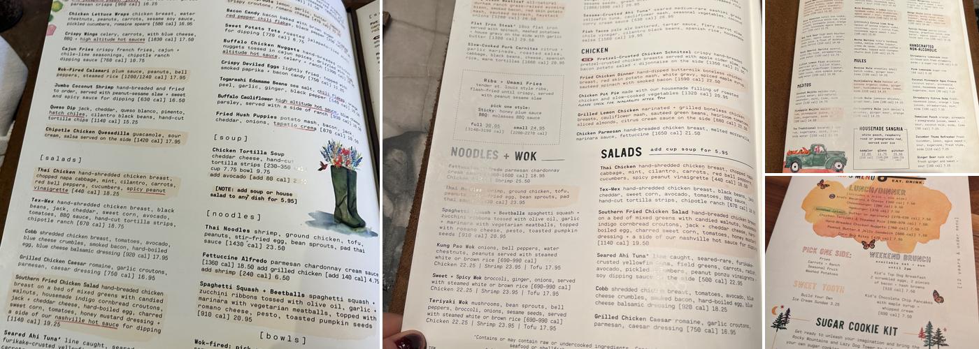 Lazy Dog Restaurant & Bar Menu