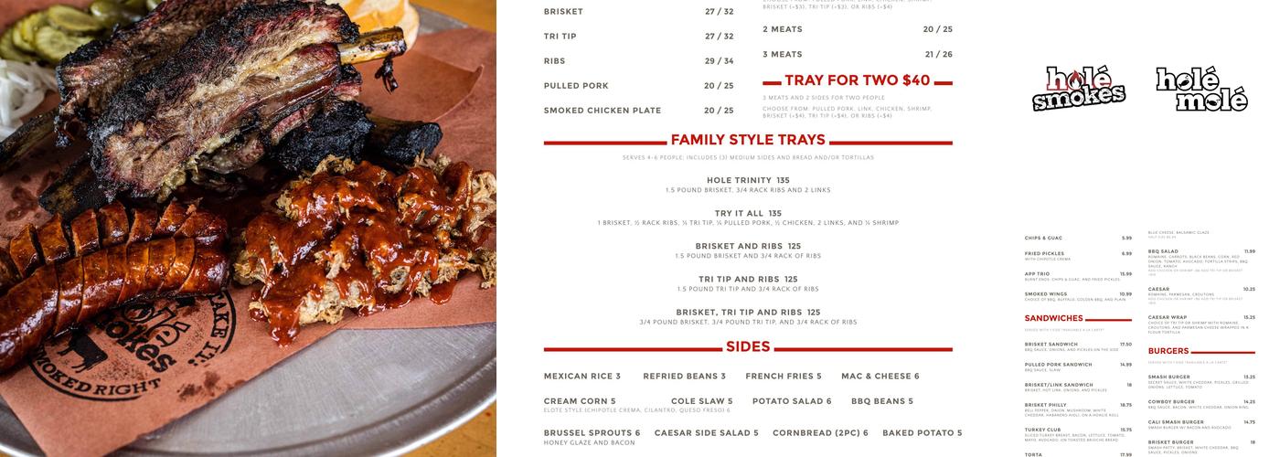 Holé Smokes BBQ Menu