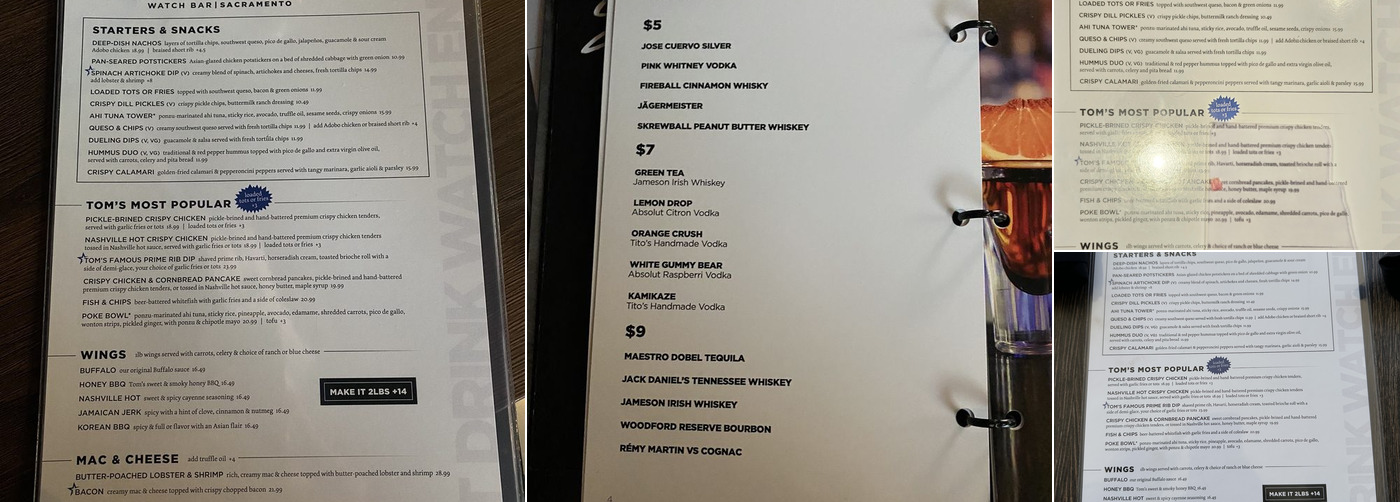 Tom's Watch Bar, Sacramento Menu, Reviews (85), Photos Restaurantji