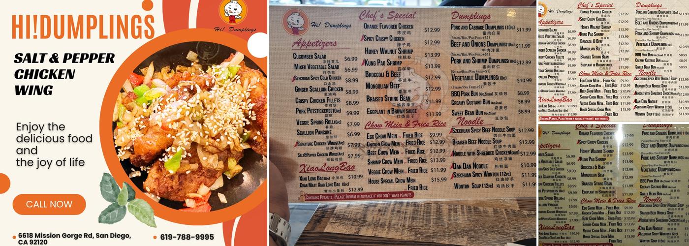 Hi!Dumplings Menu