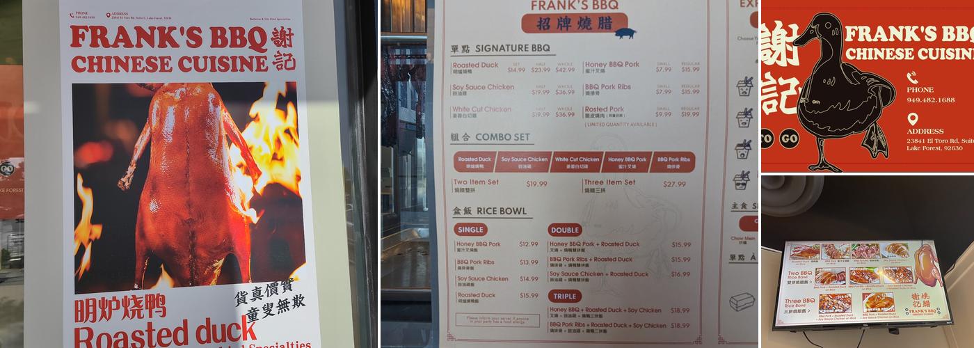 Frank's BBQ & Chinese Cuisine Menu