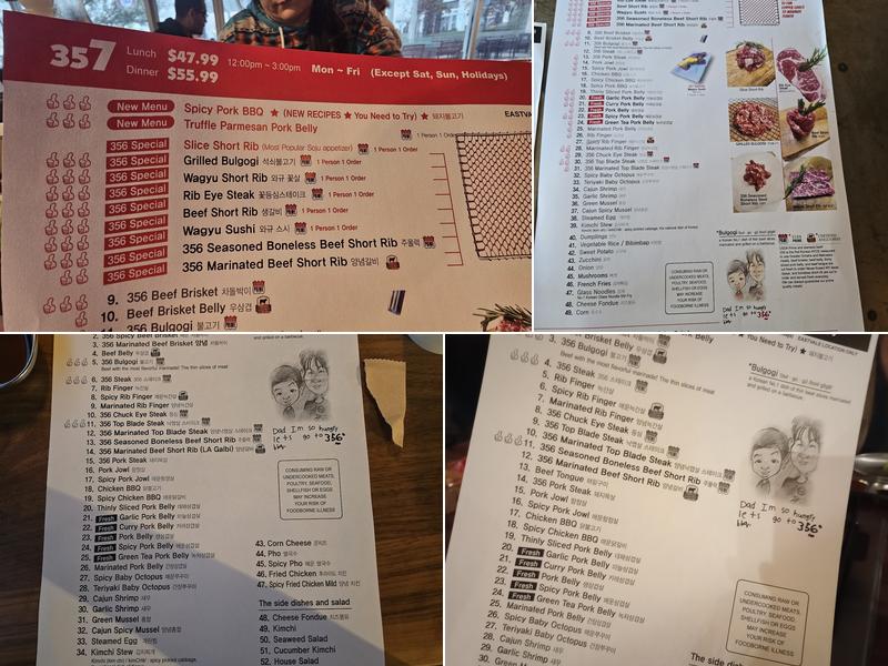 356 Korean BBQ & BAR Menu
