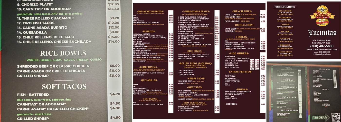Roberto’s Taco Shop Santee Menu