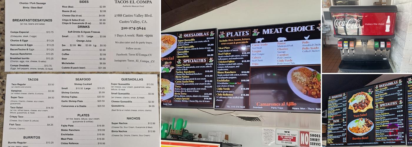 Tacos El Compa Menu