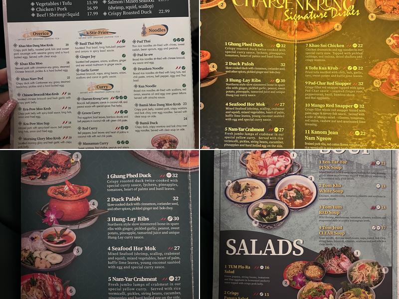 Charoen Krung NYC Menu