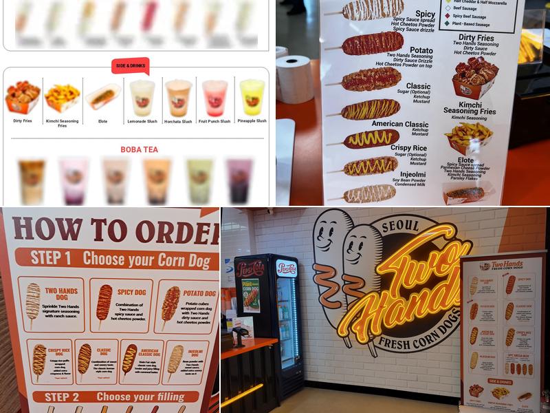 Two hands corn dogs Menu