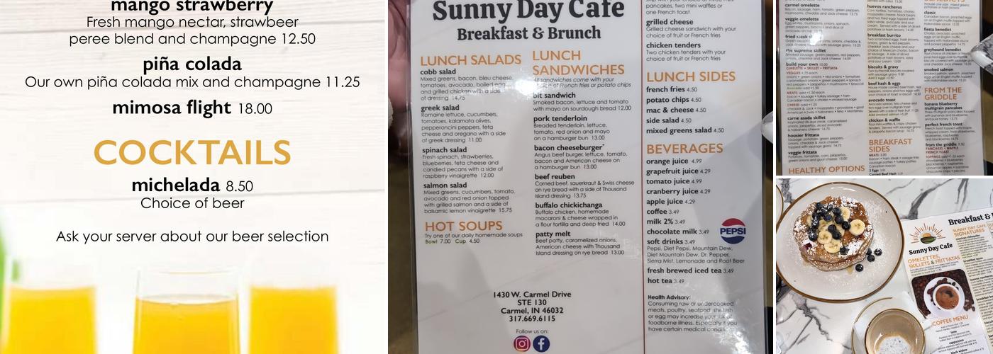 Sunny Day Cafe Menu