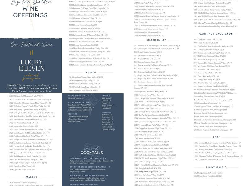 Salted Edge Menu
