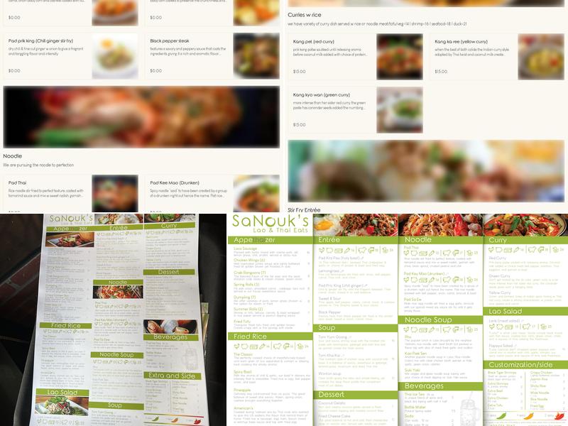 SaNouk's Lao & Thai Eats Menu