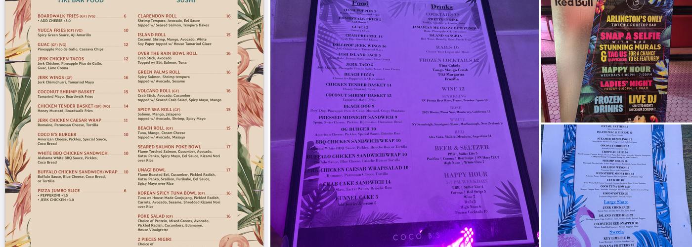 Coco B's Menu