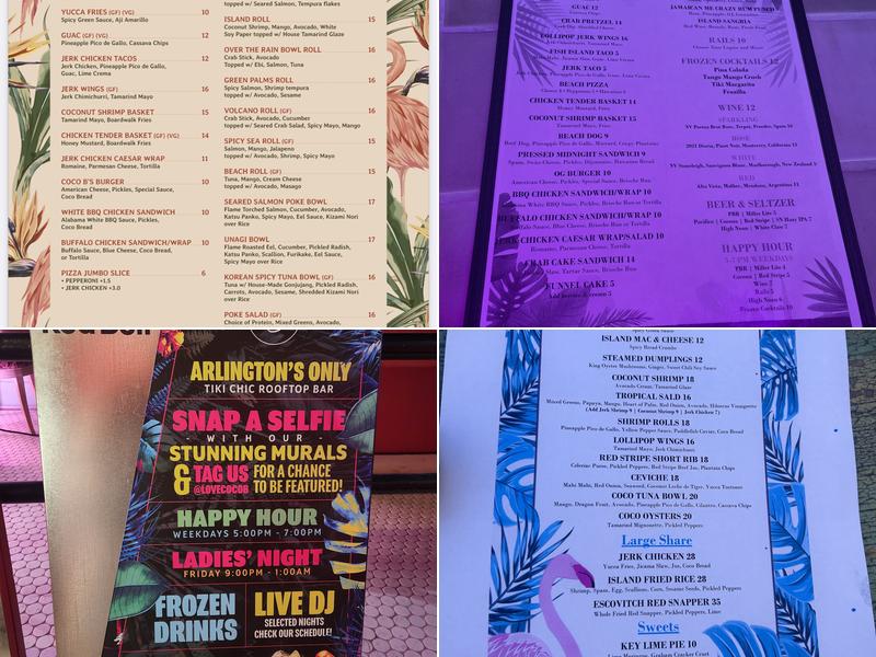 Coco B's Menu