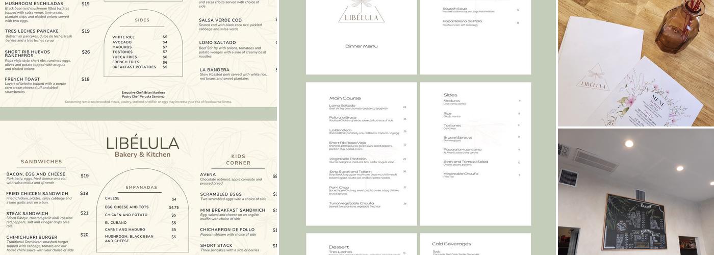 Libélula Bakery and Kitchen Menu