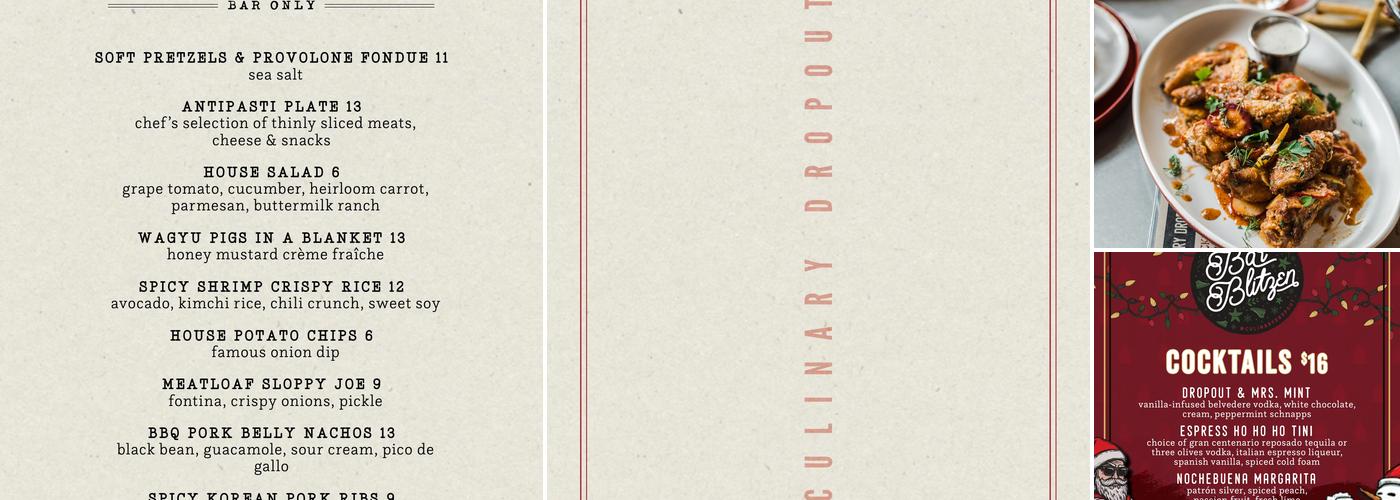 Culinary Dropout Menu