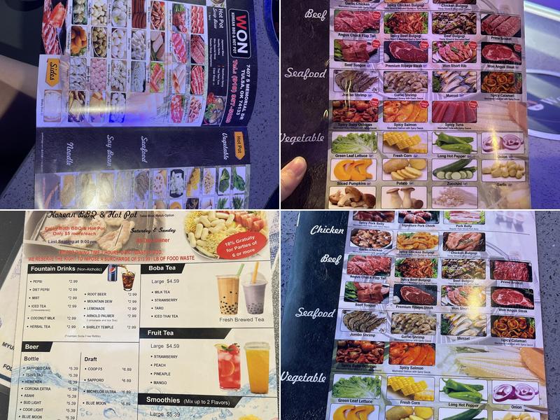 WON Korean BBQ & Hot Pot Menu