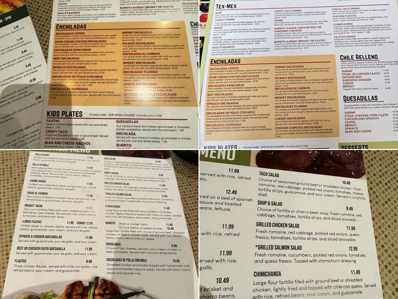 Salsa Tex-Mex - Allen Menu