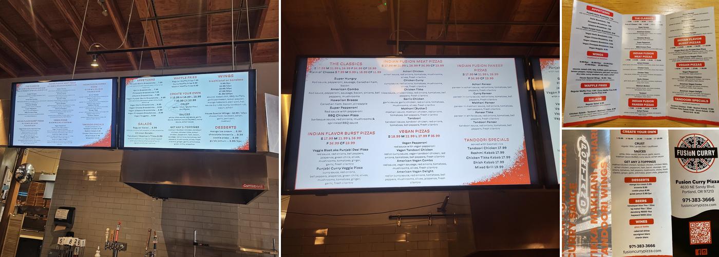 Fusion Curry Pizza Menu