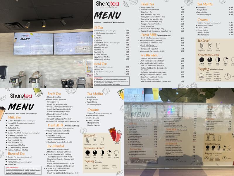 Sharetea Tri-Cities (Kennewick) Menu