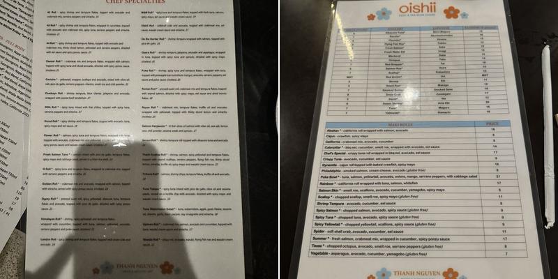 Oishii Sushi & Pan-Asian - Grapevine Menu