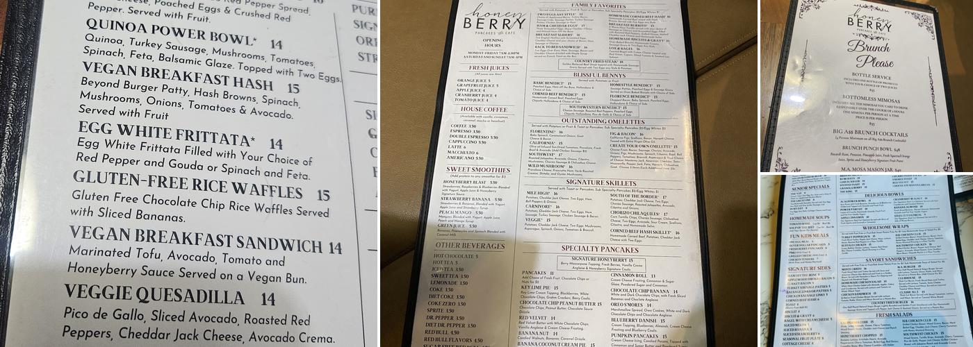 Honey Berry Pancakes and Cafe Menu