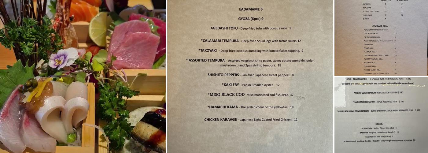 sushi kuma Menu