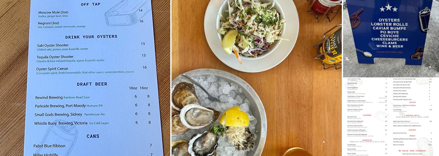 Shuck Taylor's Menu