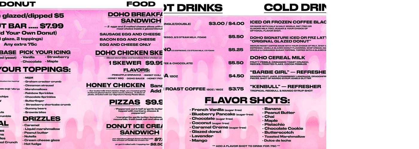 Doho Cafe & Doughnut Bar Menu
