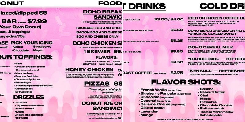 Doho Cafe & Doughnut Bar Menu