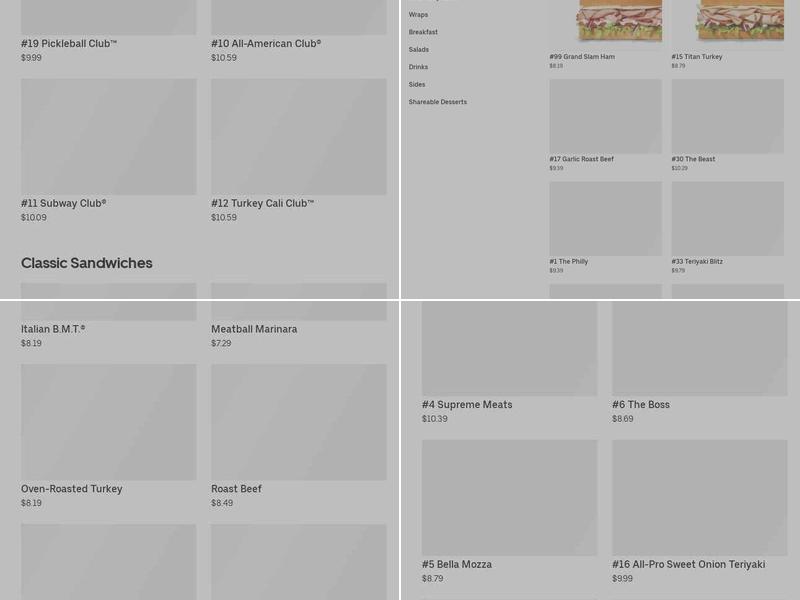 Subway Menu